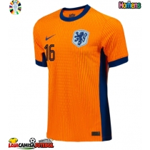 Camisa de Futebol Holanda Joey Veerman #16 Equipamento Principal Europeu 2024 Manga Curta